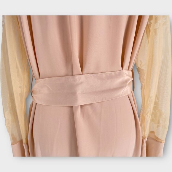 Robed with Love Hildy Robe Pink Floral Embroidered Sheer Illusion Bell Sleeves - Picture 14 of 14
